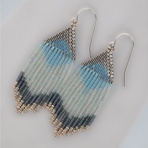 Sage’s Aura | Ice Crystal + Silver | Handmade Beaded Earrings NWOT